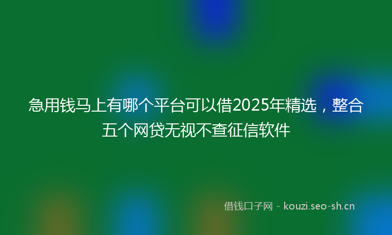急用钱马上有哪个平台可以借2025年精选，整合五个网贷无视不查征信软件