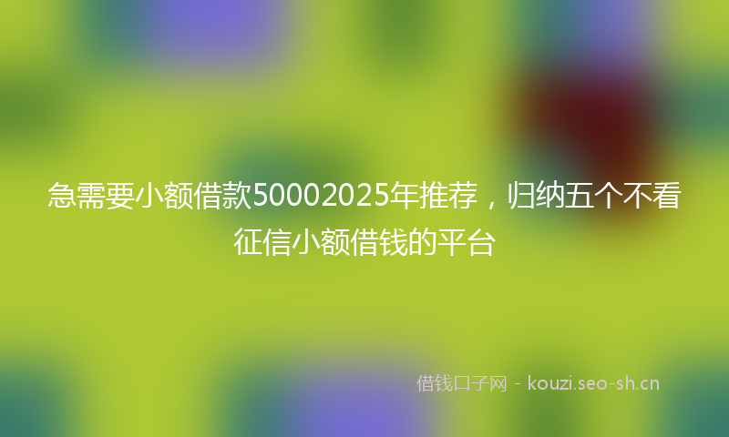急需要小额借款50002025年推荐，归纳五个不看征信小额借钱的平台