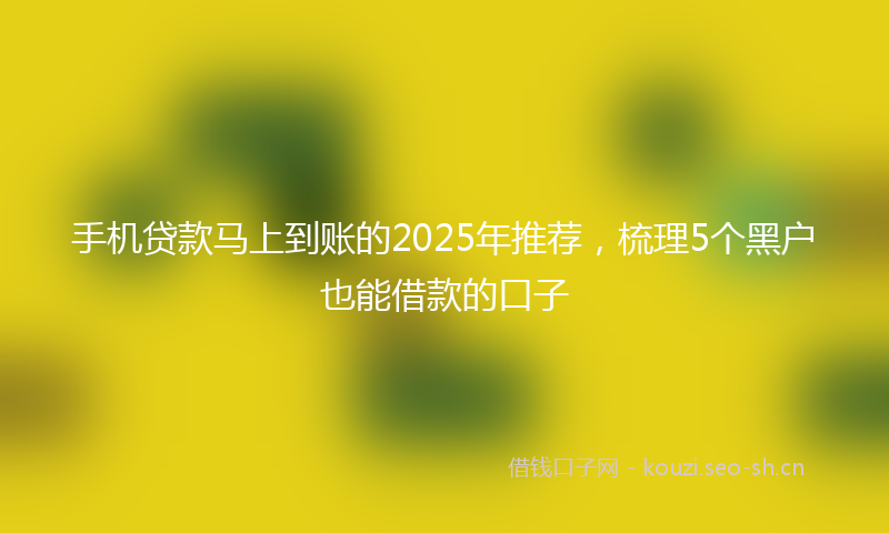 手机贷款马上到账的2025年推荐，梳理5个黑户也能借款的口子