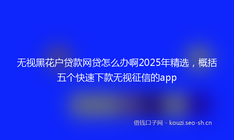 无视黑花户贷款网贷怎么办啊2025年精选，概括五个快速下款无视征信的app