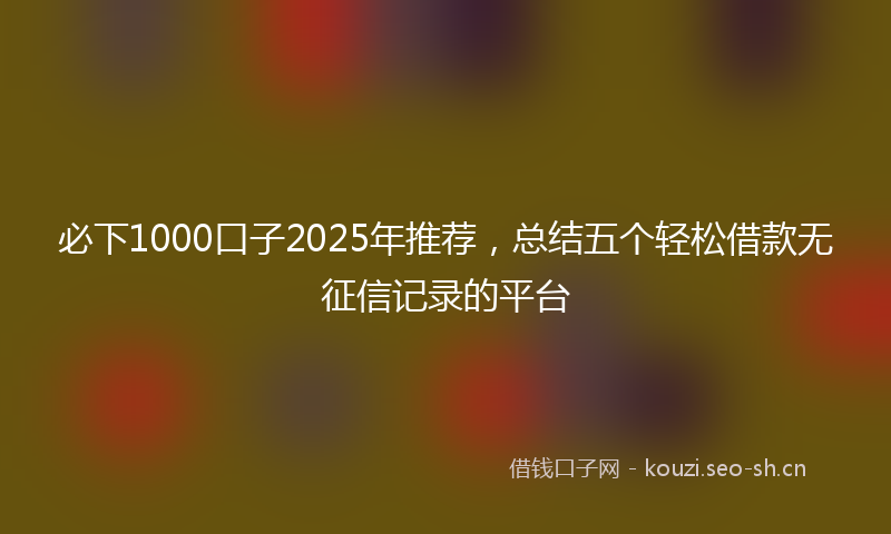 必下1000口子2025年推荐，总结五个轻松借款无征信记录的平台
