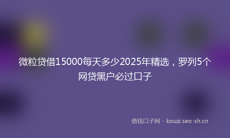 微粒贷借15000每天多少2025年精选，罗列5个网贷黑户必过口子
