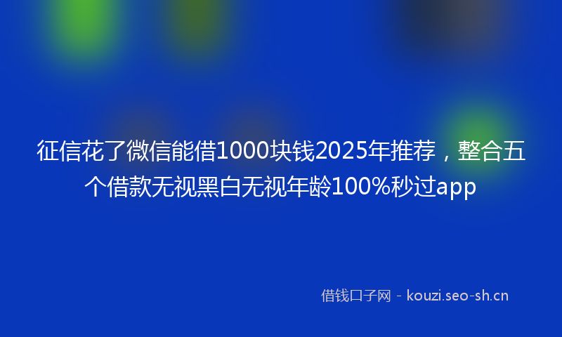 征信花了微信能借1000块钱2025年推荐，整合五个借款无视黑白无视年龄100%秒过app