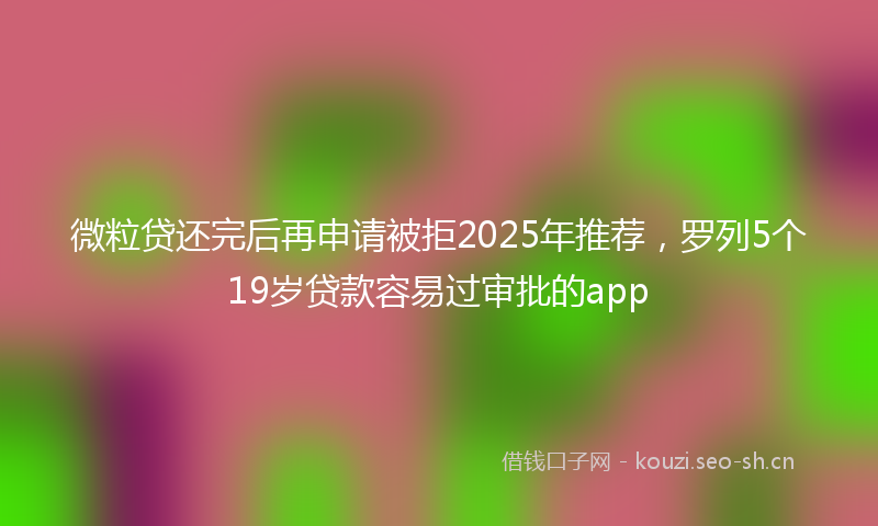 微粒贷还完后再申请被拒2025年推荐，罗列5个19岁贷款容易过审批的app