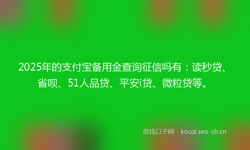 2025年的支付宝备用金查询征信吗有：读秒贷、省呗、51人品贷、平安i贷、微粒贷等。
