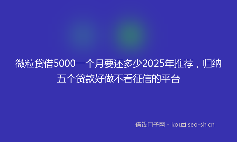 微粒贷借5000一个月要还多少2025年推荐，归纳五个贷款好做不看征信的平台