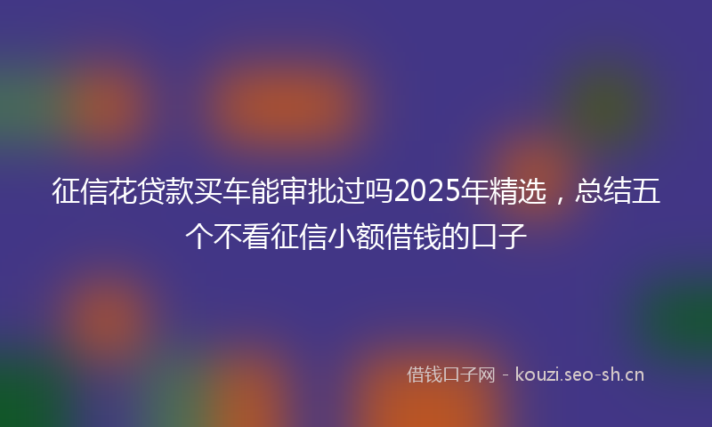 征信花贷款买车能审批过吗2025年精选，总结五个不看征信小额借钱的口子