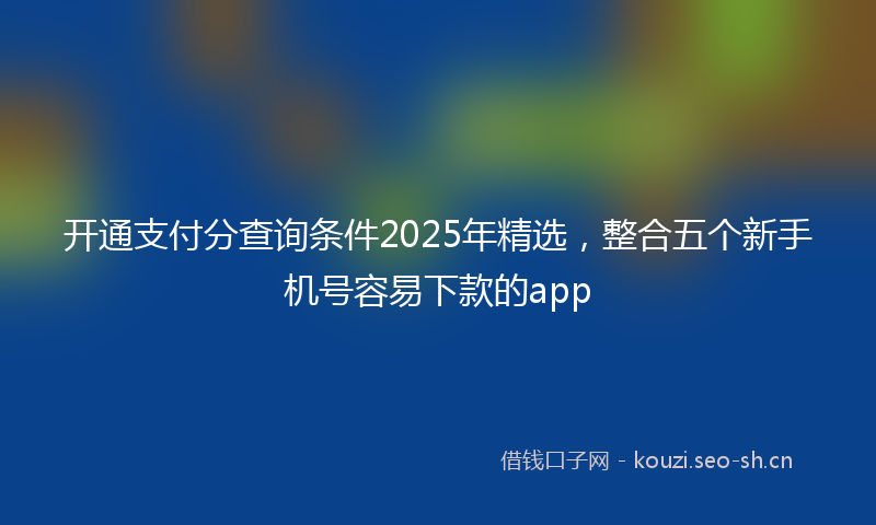 开通支付分查询条件2025年精选，整合五个新手机号容易下款的app
