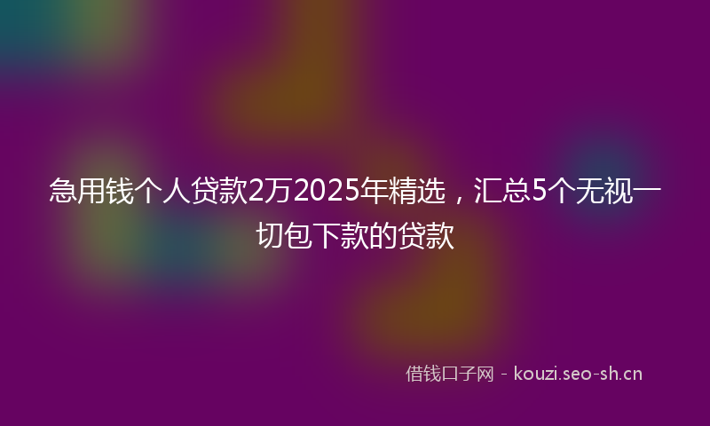 急用钱个人贷款2万2025年精选，汇总5个无视一切包下款的贷款