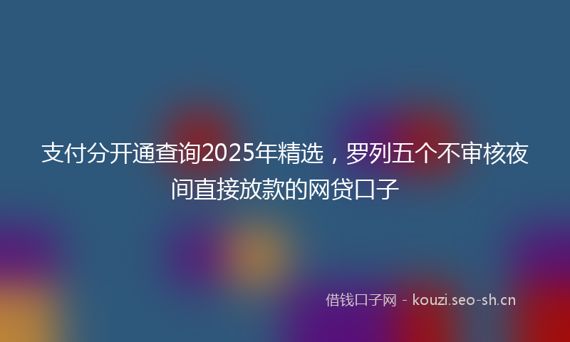 支付分开通查询2025年精选，罗列五个不审核夜间直接放款的网贷口子