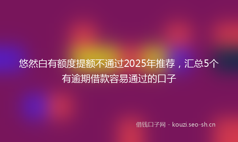 悠然白有额度提额不通过2025年推荐，汇总5个有逾期借款容易通过的口子
