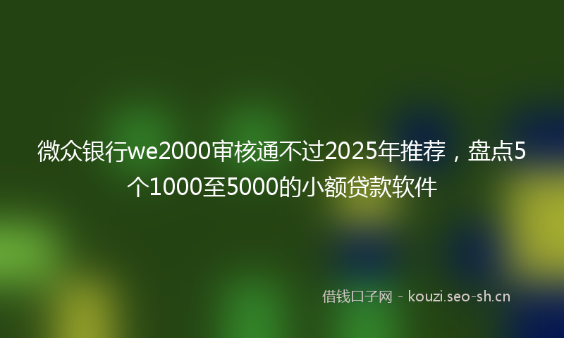 微众银行we2000审核通不过2025年推荐，盘点5个1000至5000的小额贷款软件