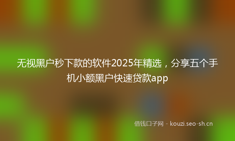 无视黑户秒下款的软件2025年精选，分享五个手机小额黑户快速贷款app