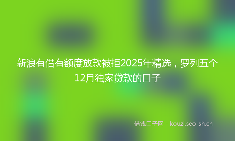 新浪有借有额度放款被拒2025年精选，罗列五个12月独家贷款的口子