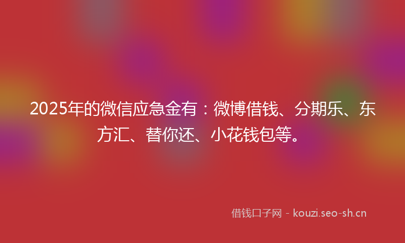 2025年的微信应急金有：微博借钱、分期乐、东方汇、替你还、小花钱包等。