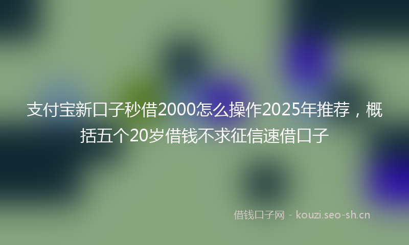 支付宝新口子秒借2000怎么操作2025年推荐，概括五个20岁借钱不求征信速借口子