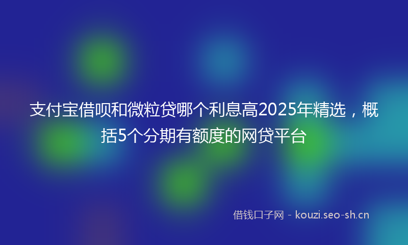 支付宝借呗和微粒贷哪个利息高2025年精选，概括5个分期有额度的网贷平台