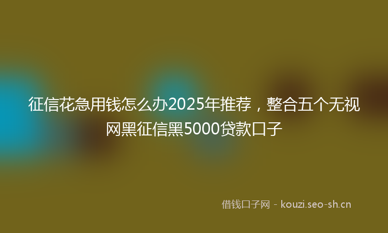 征信花急用钱怎么办2025年推荐，整合五个无视网黑征信黑5000贷款口子