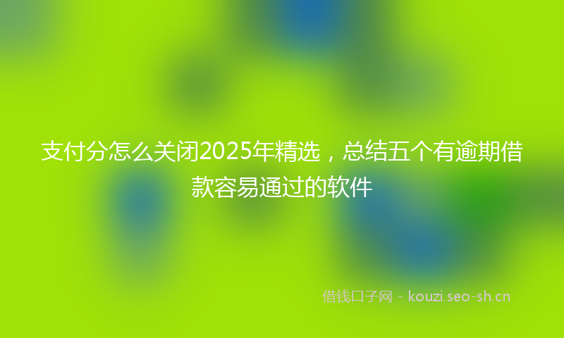 支付分怎么关闭2025年精选，总结五个有逾期借款容易通过的软件