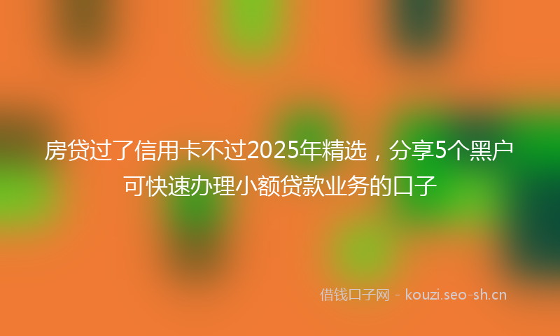 房贷过了信用卡不过2025年精选，分享5个黑户可快速办理小额贷款业务的口子