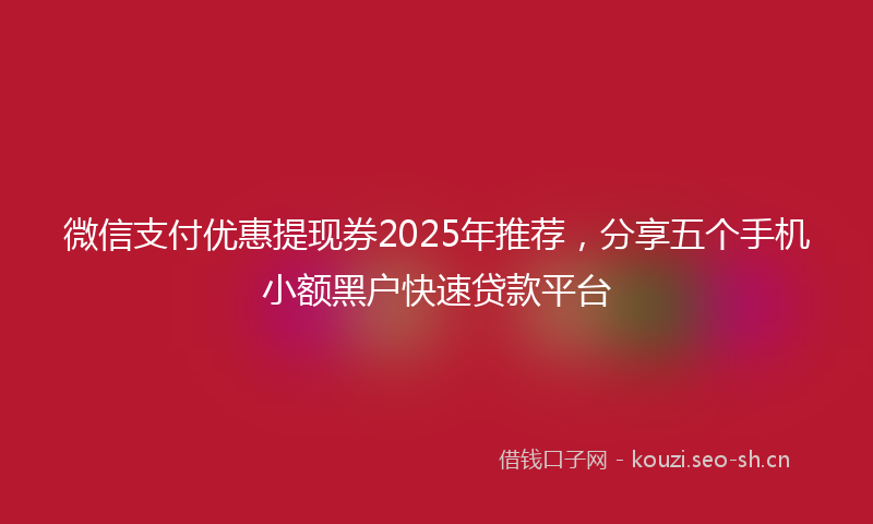 微信支付优惠提现券2025年推荐，分享五个手机小额黑户快速贷款平台