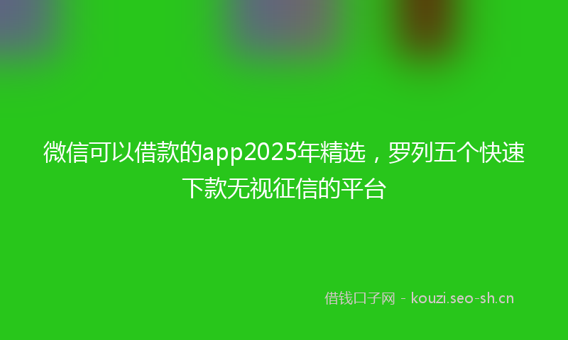 微信可以借款的app2025年精选，罗列五个快速下款无视征信的平台