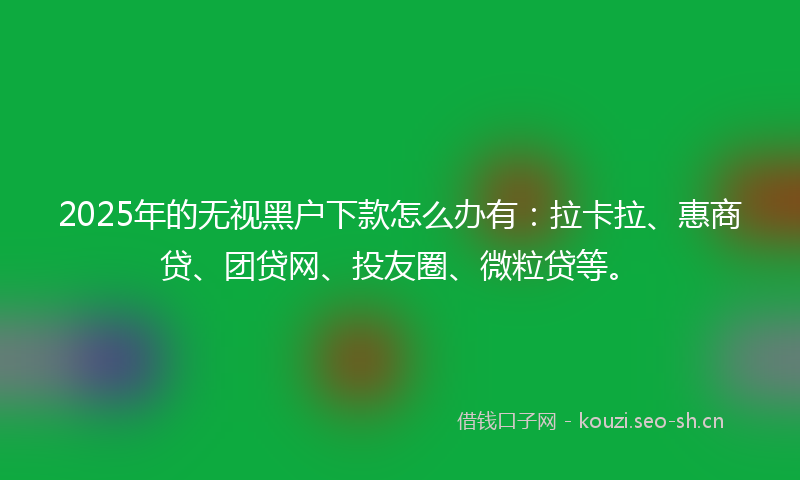 2025年的无视黑户下款怎么办有：拉卡拉、惠商贷、团贷网、投友圈、微粒贷等。