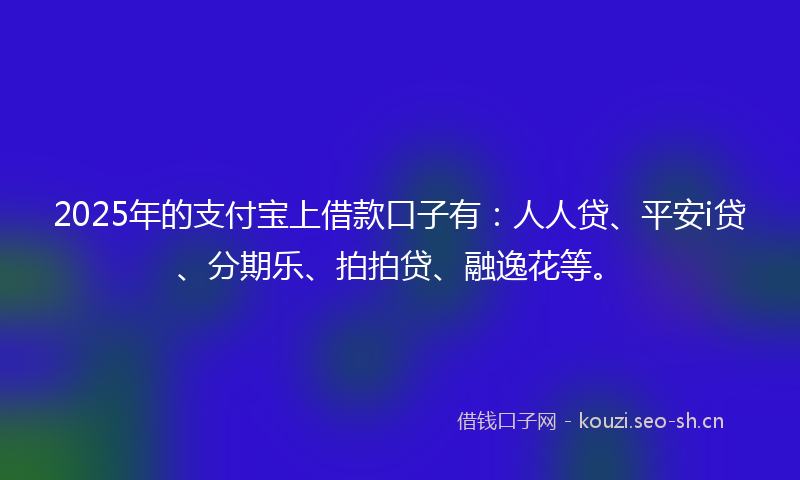 2025年的支付宝上借款口子有：人人贷、平安i贷、分期乐、拍拍贷、融逸花等。