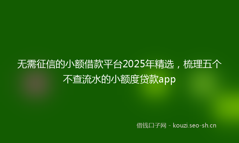 无需征信的小额借款平台2025年精选，梳理五个不查流水的小额度贷款app