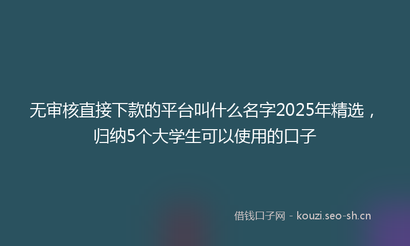 无审核直接下款的平台叫什么名字2025年精选，归纳5个大学生可以使用的口子