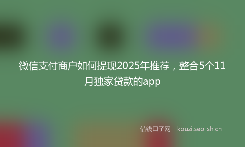 微信支付商户如何提现2025年推荐，整合5个11月独家贷款的app