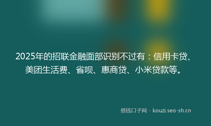 2025年的招联金融面部识别不过有：信用卡贷、美团生活费、省呗、惠商贷、小米贷款等。