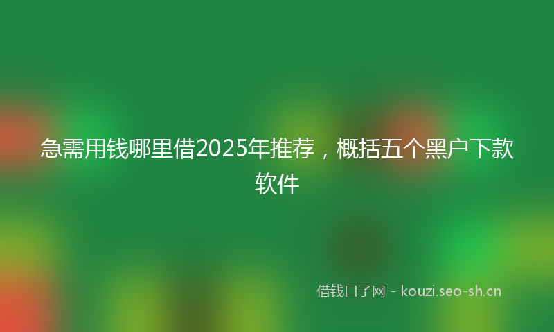 急需用钱哪里借2025年推荐，概括五个黑户下款软件