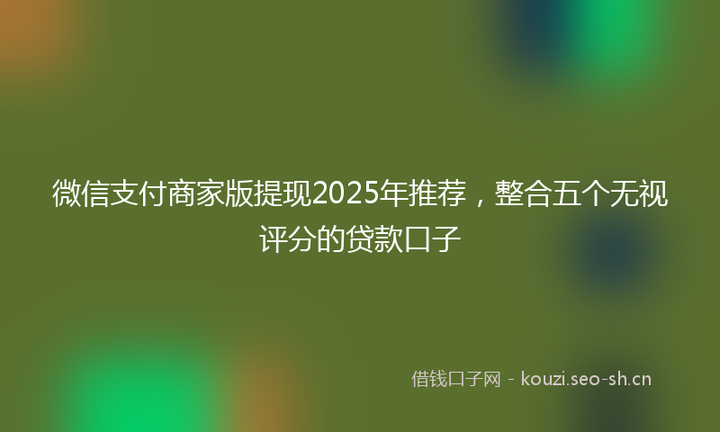 微信支付商家版提现2025年推荐，整合五个无视评分的贷款口子