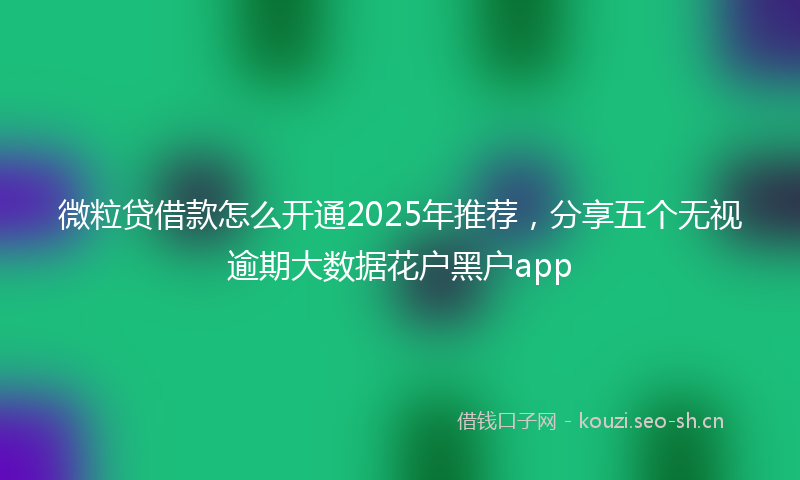 微粒贷借款怎么开通2025年推荐，分享五个无视逾期大数据花户黑户app