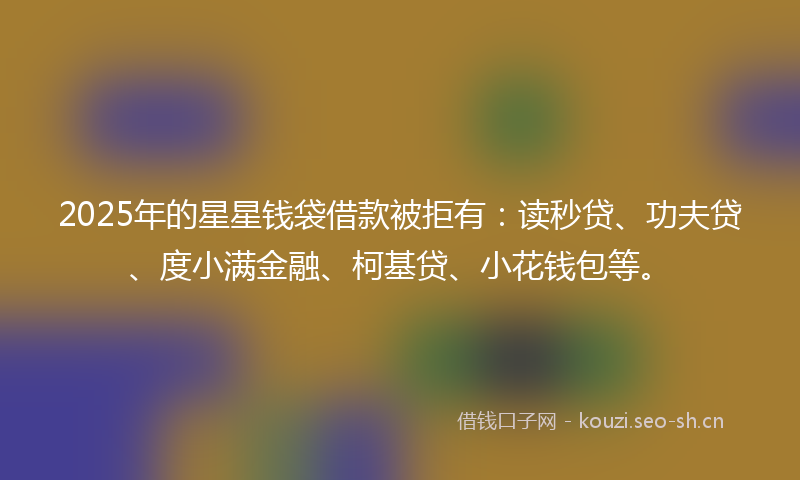 2025年的星星钱袋借款被拒有：读秒贷、功夫贷、度小满金融、柯基贷、小花钱包等。