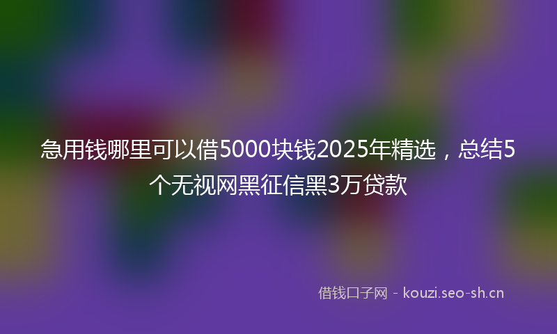 急用钱哪里可以借5000块钱2025年精选，总结5个无视网黑征信黑3万贷款