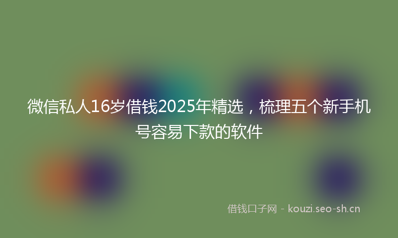 微信私人16岁借钱2025年精选，梳理五个新手机号容易下款的软件