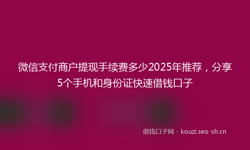 微信支付商户提现手续费多少2025年推荐，分享5个手机和身份证快速借钱口子
