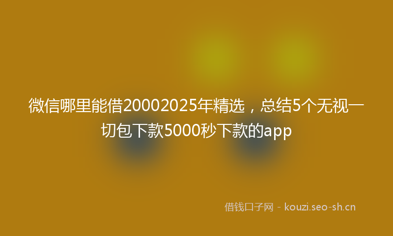 微信哪里能借20002025年精选，总结5个无视一切包下款5000秒下款的app