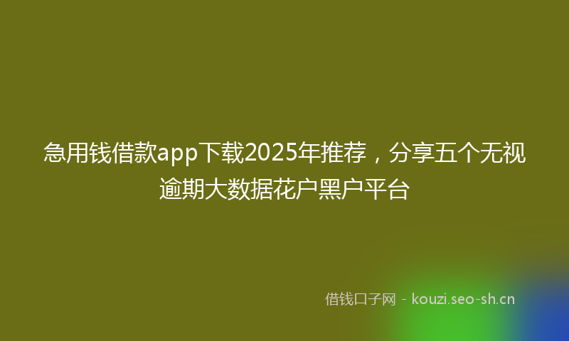 急用钱借款app下载2025年推荐，分享五个无视逾期大数据花户黑户平台