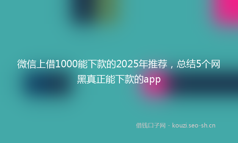 微信上借1000能下款的2025年推荐，总结5个网黑真正能下款的app