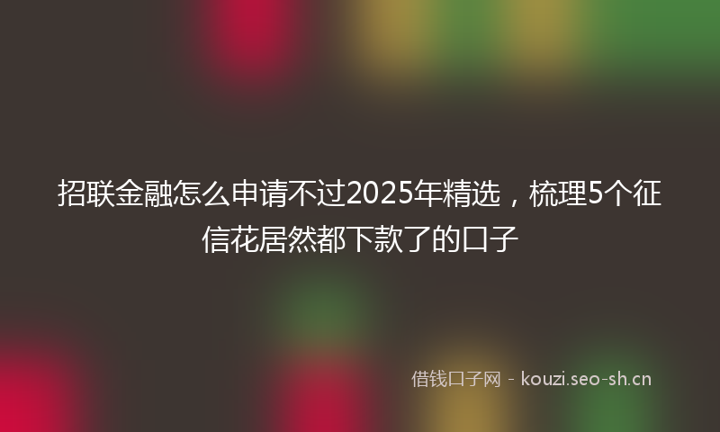 招联金融怎么申请不过2025年精选,梳理5个征信花居然都下款了的口子