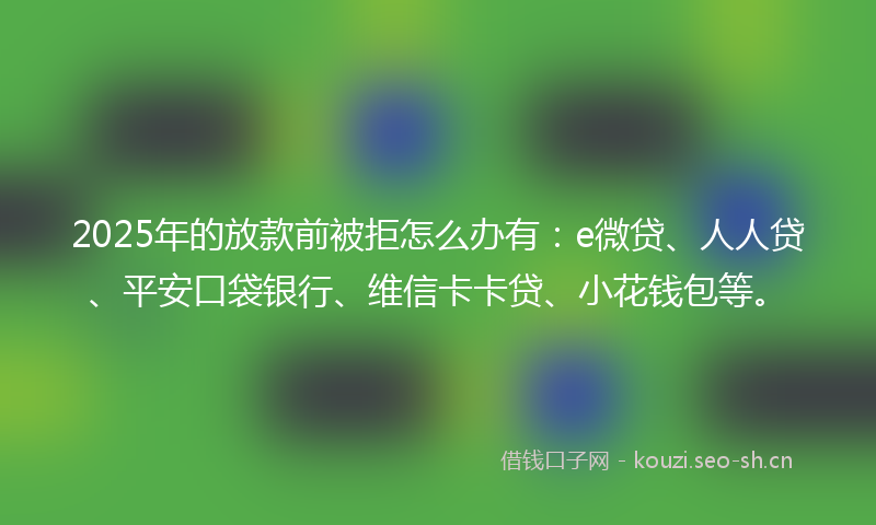 2025年的放款前被拒怎么办有：e微贷、人人贷、平安口袋银行、维信卡卡贷、小花钱包等。