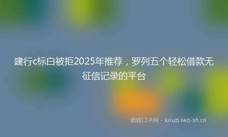 建行c标白被拒2025年推荐，罗列五个轻松借款无征信记录的平台