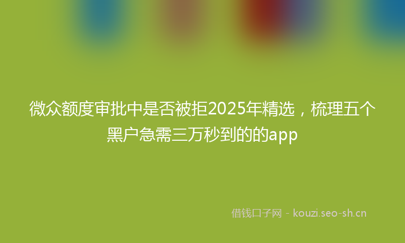 微众额度审批中是否被拒2025年精选,梳理五个黑户急需三万秒到的的app