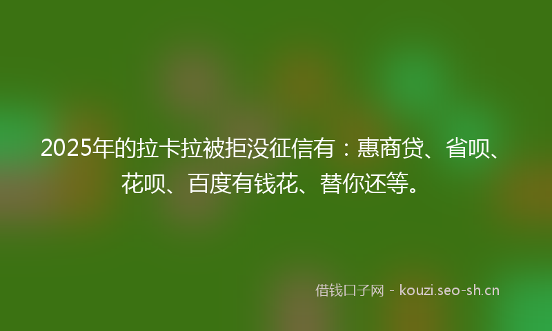 2025年的拉卡拉被拒没征信有：惠商贷、省呗、花呗、百度有钱花、替你还等。