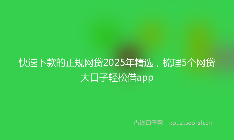 快速下款的正规网贷2025年精选，梳理5个网贷大口子轻松借app