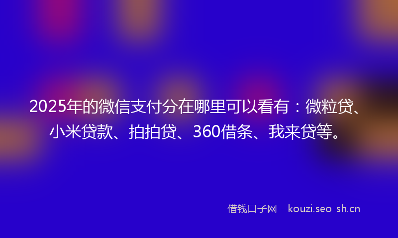 2025年的微信支付分在哪里可以看有：微粒贷、小米贷款、拍拍贷、360借条、我来贷等。