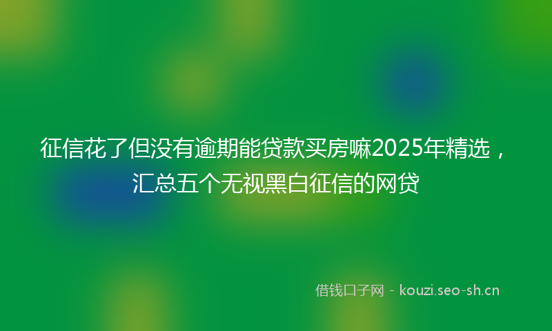 征信花了但没有逾期能贷款买房嘛2025年精选，汇总五个无视黑白征信的网贷